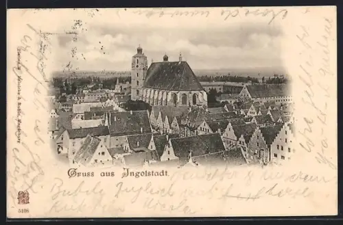 AK Ingolstadt, Stadtansicht mit Kirche