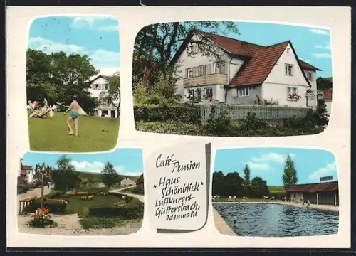AK Güttersbach /Odenwald, Café Pension Haus Schönblick, Schwimmbad, Gartenanlage