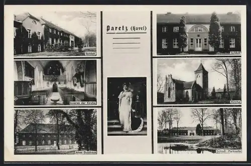 AK Paretz /Havel, Schloss, Kirche, Altes Gutshaus