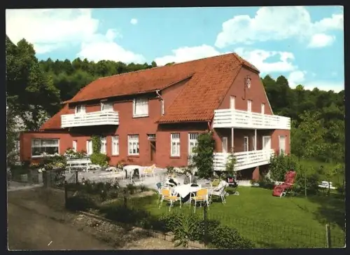 AK Lienen /Teut.-W., Pension Utlaut mit Garten