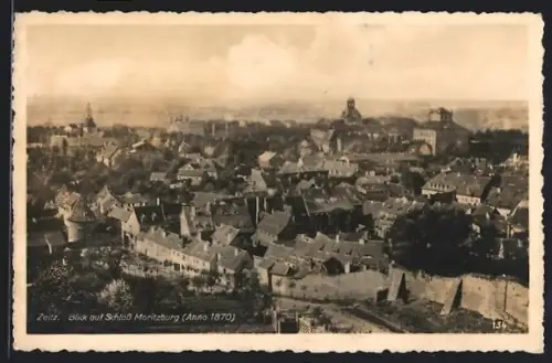 AK Zeitz, Schloss Moritzburg und Stadt aus der Vogelschau