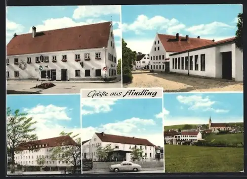 AK Aindling, Gasthof und Metzgerei Zum Unterbrau M. Heinrich, Ortspartien