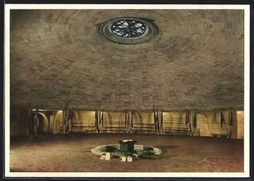 AK Laboe, Marine-Ehrenmal, Weihehalle mit Seemannsgrab und Traditionsfahnen