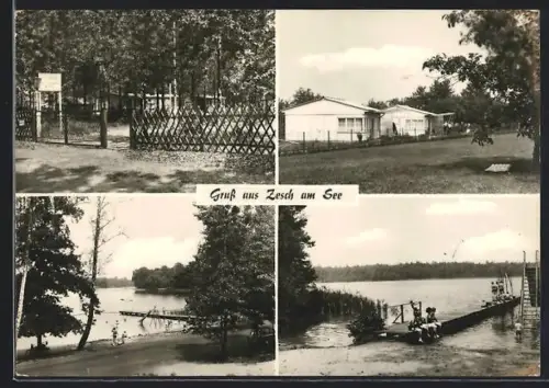 AK Zesch am See, Reicherts Gasthof, Badesteg, Ferienhäuser
