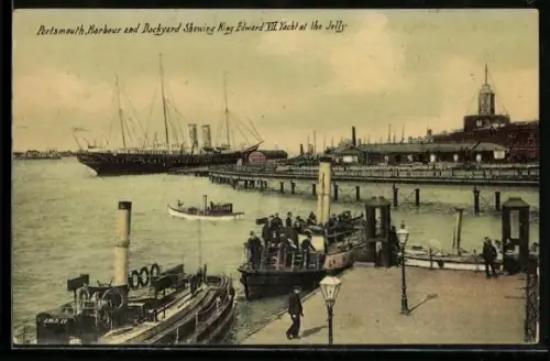AK Portsmouth, Harbour and Dockyard showing King Edward VII Yacht at the Jetty