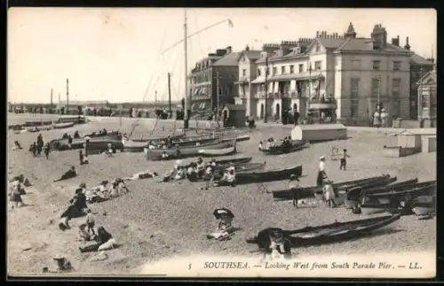 AK Southsea, Looking West from South Parade Pier