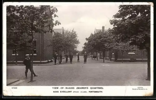 AK Portsmouth, H. M. S. Excellent, View of Blocks Seamen`s Quarters