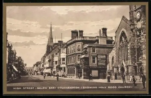 AK Southampton, High Street below Bar, showing Holy Rood Church