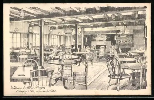 Künstler-AK Ampfield, Interior Potters Heron
