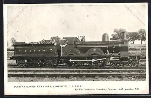 AK Britische 4-Zylinder Express Lokomotive der G. & S.W.R., englische Eisenbahn