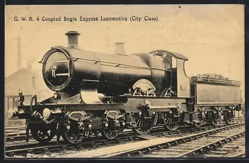 AK englische Eisenbahn, Lokomotive Nr. 3433 mit Tender - City of Bath