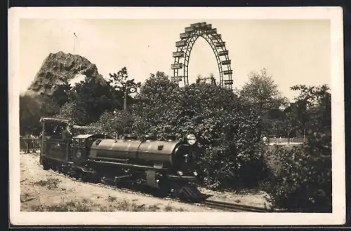 AK Wien, Prater, Liliputbahn bei einer Rundfahrt, Kleinbahn