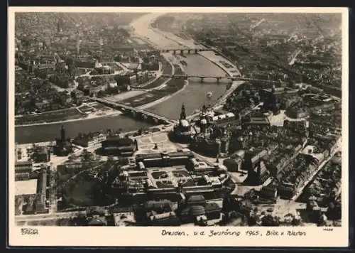 Foto-AK Walter Hahn, Dresden, NR: 10255, Dresden, v.d.Zerstörung 1945, Blick v.Westen