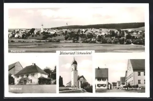 AK Weinried, Molkerei, Pfarrkirche, Obere Dorfstrasse, Panorama