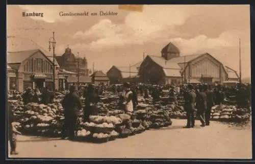 AK Hamburg-Klostertor, Gemüsemarkt am Deichtor