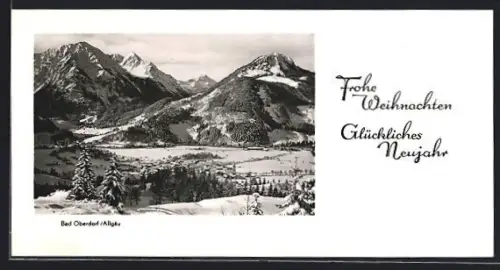 Mini-AK Bad Oberdorf /Allgäu, Teilansicht im Schnee, Festtagsgruss