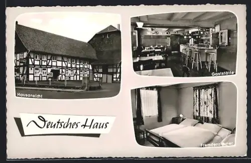 AK Grone-Göttingen, Hotel Deutsches Haus, Innenansichten Gaststätte und Fremdenzimmer