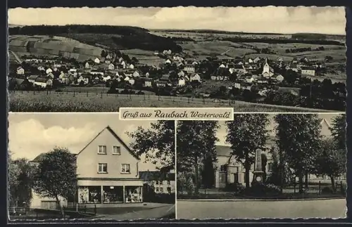 AK Raubach /Westerwald, Kaufhaus Adolf Hachenberg, Denkmal, Teilansicht