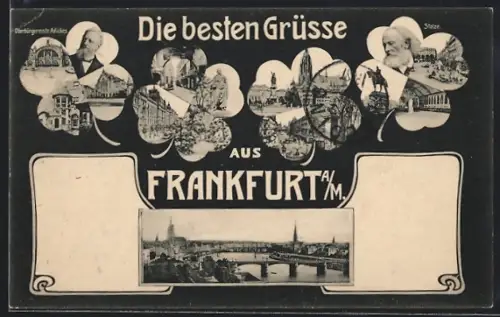 AK Frankfurt a /M., Oberbürgermeister Mickes, Stolze, Stadtansichten, Brückenpanorama