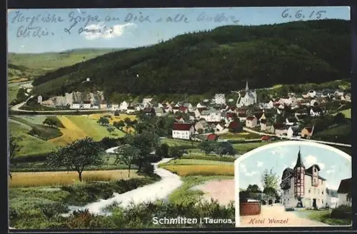 AK Schmitten i. Taunus, Ortsansicht, Hotel Wenzel
