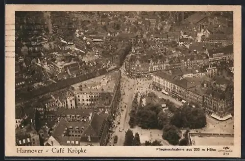 AK Hannover, Cafe Kröpke mit Umgebung, Fliegeraufnahme