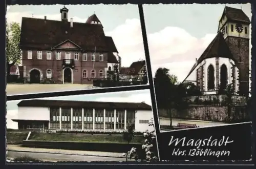 AK Magstadt /Böblingen, Kirche, Rathaus