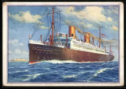 AK Doppelschrauben-Postdampfer General von Steuben in voller Fahrt