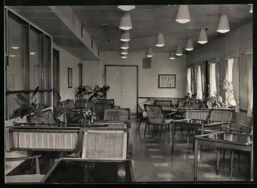 AK FDGB-Urlauberschiff MS Völkerfreundschaft, Veranda, Innenansicht