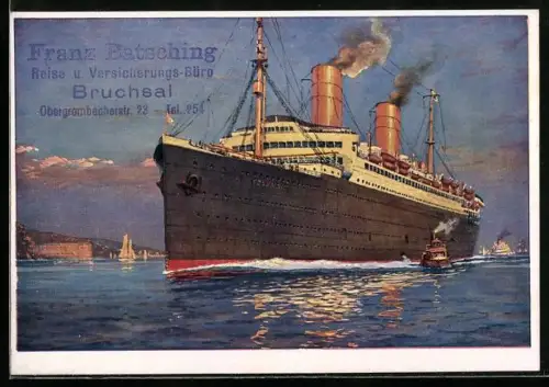 Künstler-AK Dampfer Columbus des Norddeutschen Lloyd Bremen vor der Küste, Passagierschiff