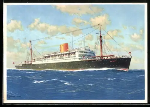 Künstler-AK Robert Schmidt: Doppelschrauben-Turbinen-Schnelldampfer Potsdam in Fahrt, Passagierschiff