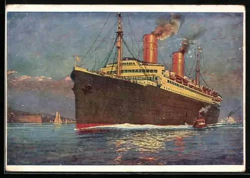 Künstler-AK Dampfer Columbus des Norddeutschen Lloyd, Passagierschiff