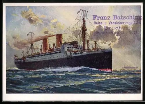 Künstler-AK Doppelschraubendampfer München des Norddeutschen Lloyd Bremen auf hoher See, Passagierschiff