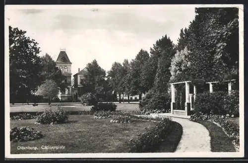 AK Oldenburg, Cäcilienplatz, Parkanlage, Pavillon