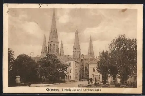 AK Oldenburg, Schlossplatz, Lambertikirche