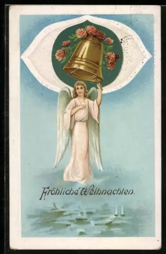 AK Weihnachtsengel läutet die Weihnachtsglocke
