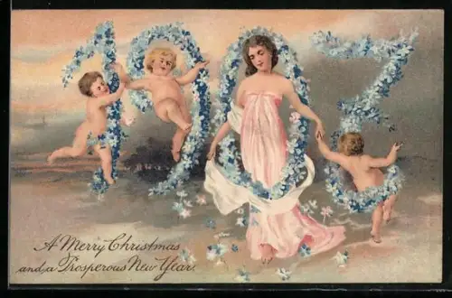 Präge-AK Kinder spielen in der Jahreszahl 1907