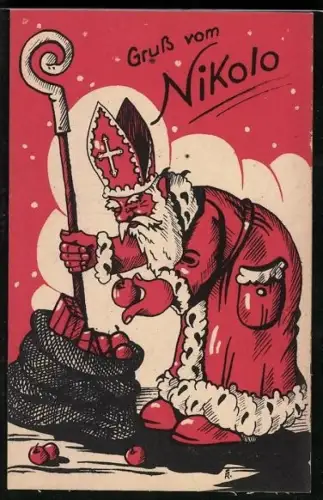 AK Nikolaus sucht die schönsten Äpfel für die Kinder aus