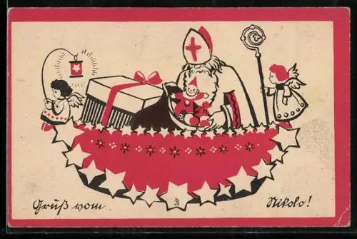 AK Nikolaus belädt seinen Schlitten mit Geschenken