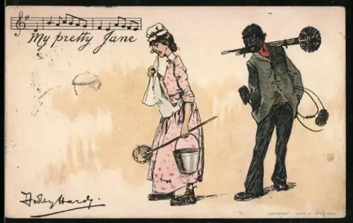 AK Schornsteinfeger schaut einer Frau hinterher