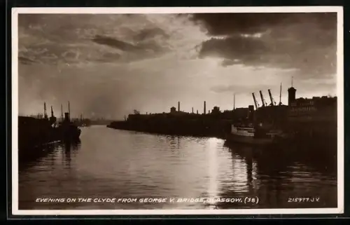 AK Glasgow, Evening on the Clyde from George V. Bridge