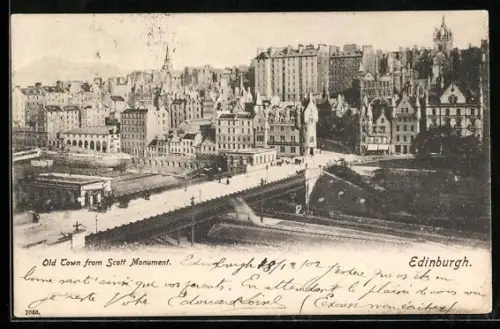 AK Edinburgh, Old Town from Scott Monument