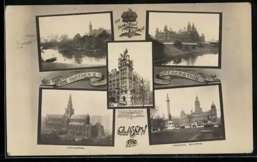 AK Glasgow, The Postmen`s Federation, YMCA Buildings / Conference Hall, University