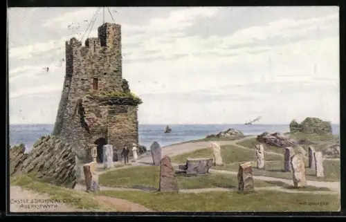 Künstler-AK Aberystwyth, Castle & Druidical Circle