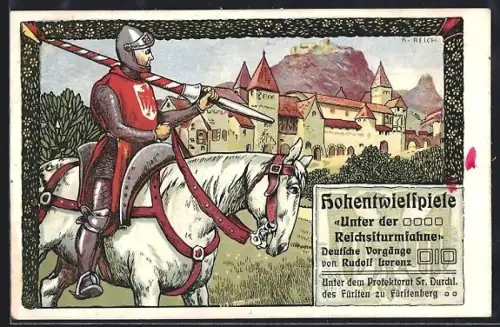 Künstler-AK Singen, Hohentwielspiele, Unter der Reichsturmfahne, Volksfest