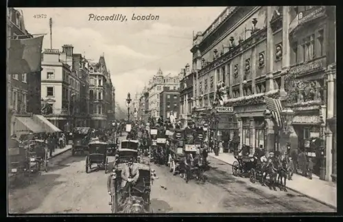 AK London, Piccadilly, Kutschen