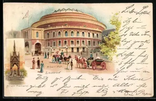 Lithographie London, Albert Hall and Albert Memorial