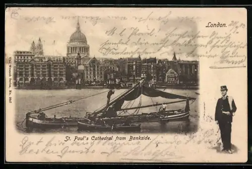 AK London, St. Paul`s Cathedral from Bankside