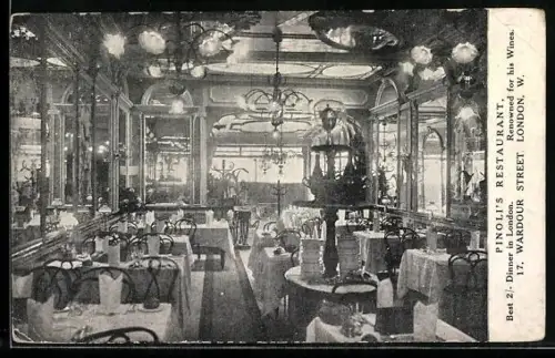 AK London, Pinoli`s Restaurant, Wardour Street, Innenansicht