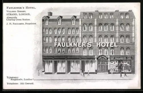 AK Strand, Faulkner`s Hotel in Villiers Street, Prop. J.H. Faulkner