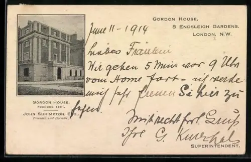 AK London, Gordon House in 8 Endsleigh Gardens, Director John Shrimpton